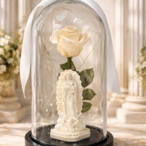 Rosa inmortalizada condolencias+virgen DISPONIBLE