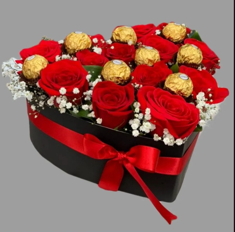 como hacer una caja de corazon con flores y chocolates